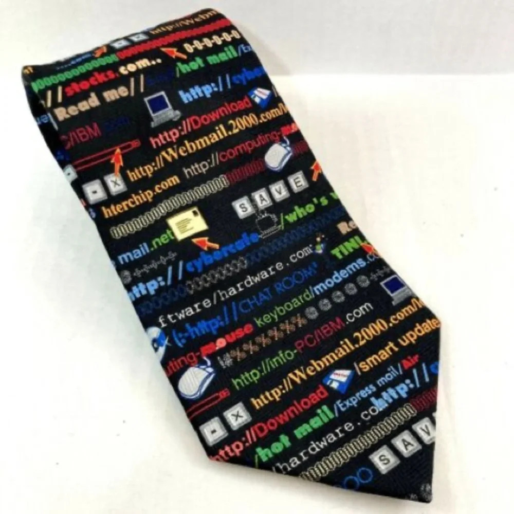 Addiction Mens Neck Tie Computer Cyber Graphic Nerd Geek Technology Tie silk